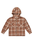 Rylee & Cru Hooded Overshirt, Brown Plaid