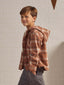 Rylee & Cru Hooded Overshirt, Brown Plaid