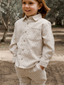 Rylee & Cru Long Sleeve Collared Shirt, Brass Stripe