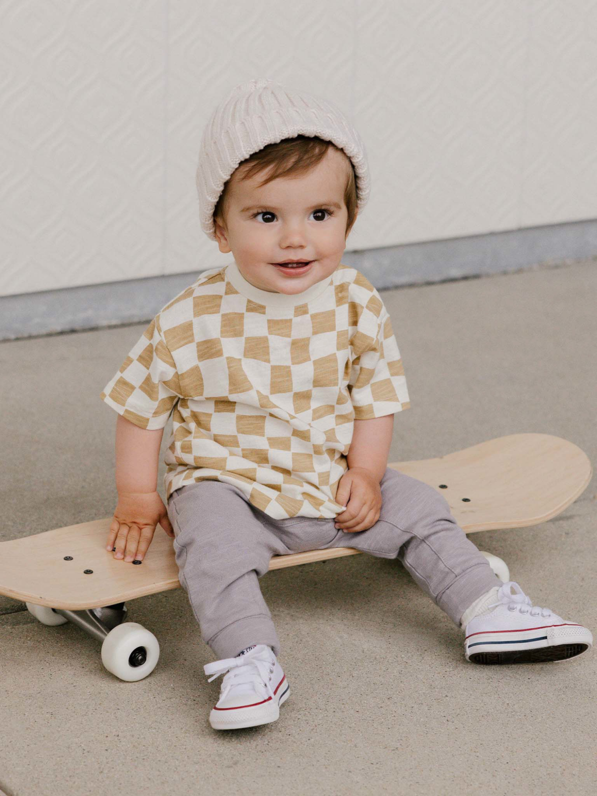 Rylee & Cru Relaxed Tee, Sand Check