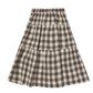 Rylee & Cru Tiered Midi Skirt, Charcoal Check