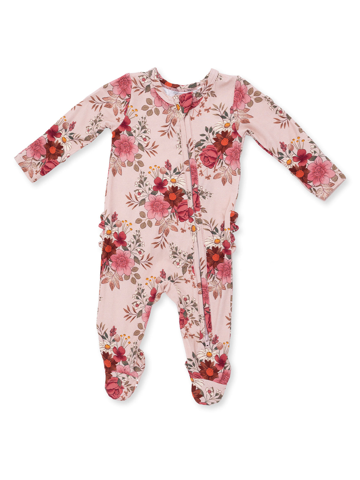 2-Way Zip Ruffle Footie, Sabrina Floral