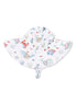 Child's sun hat featuring playful marine life patterns, including whales, crabs, and coral. Perfect for sunny days.