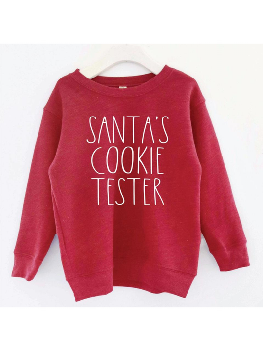 Santa's Cookie Tester Toddler Graphic Sweatshirt, Cranberry Heather