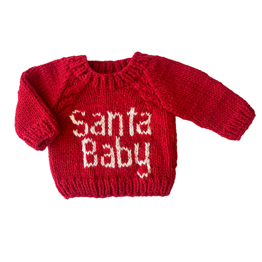 Santa Baby Crew Neck Knit Sweater, Red