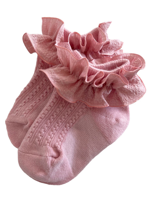 Scrunchie Ruffle Socks, Pink