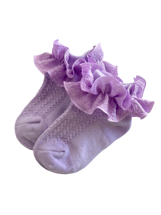 Scrunchie Ruffle Socks, Purple