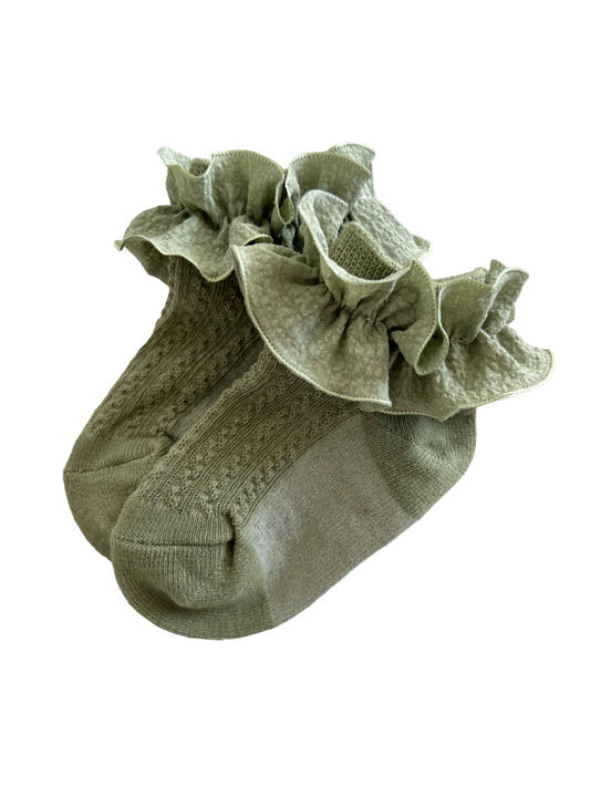 Scrunchie Ruffle Socks, Sage