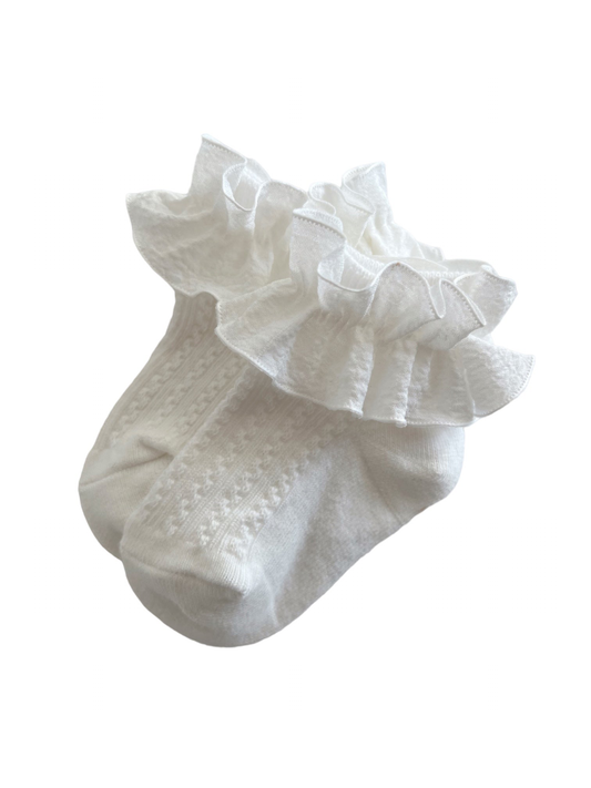 Scrunchie Ruffle Socks, White