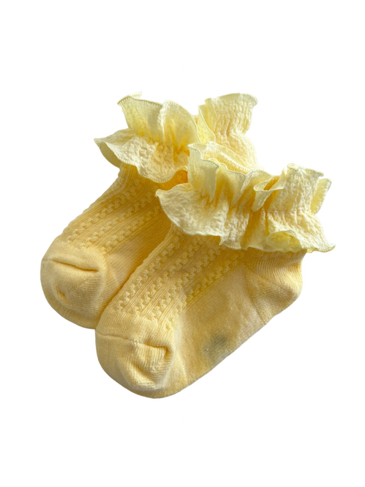Scrunchie Ruffle Socks, Yellow