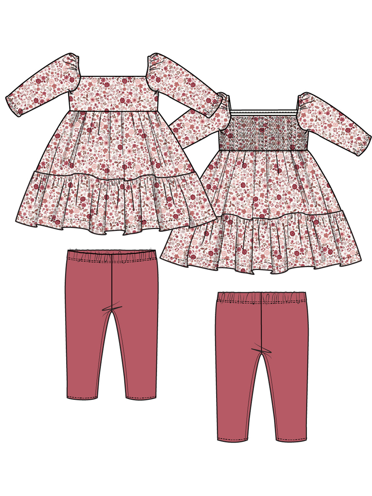 Cap Sleeve Dress and Legging, Serene Floral