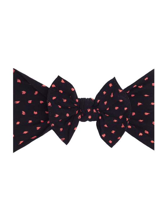 Shabby Knot Bow, Black w/ Neon Pink Dot