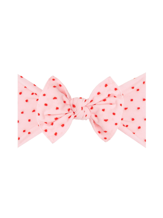 Shabby Knot Bow, Pink/Red Dot