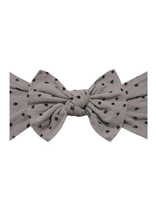 Shabby Knot Bow, Taupe/Black Dot