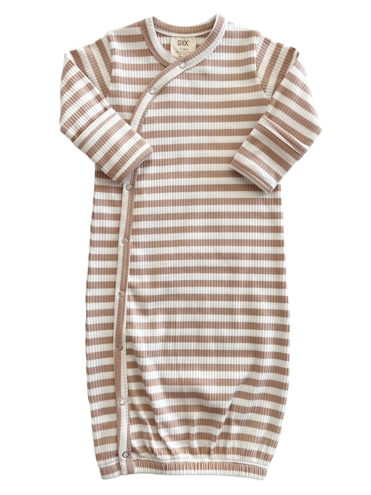 Tan Stripe / Organic Ribbed Gown