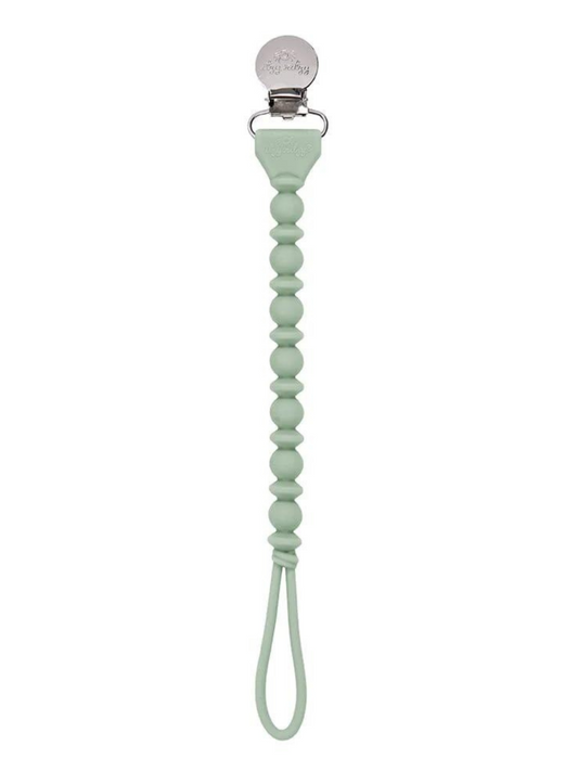 Silicone Pacifier Clip, Beaded Agave