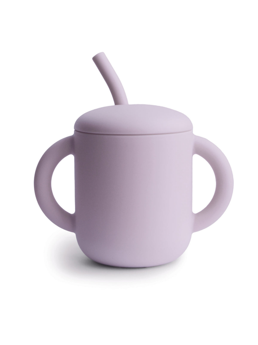 Silicone Training Cup with Straw, Soft Lilac