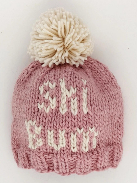 Ski Bum Knit Pom Hat, Rosy