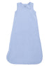 Light blue baby sleep sack with sleeveless design and side zipper for easy dressing.