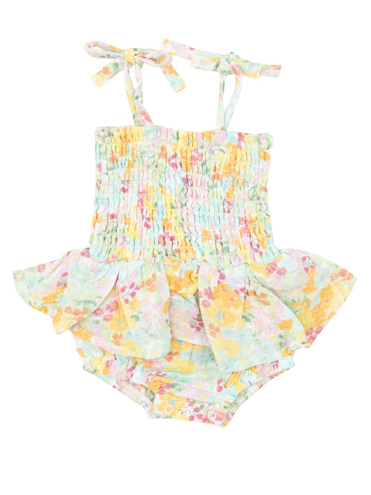 Smocked Bubble w/ Skirt, Spring Meadow