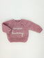 Snow Bunny Crewneck Knit Sweater, Rosy