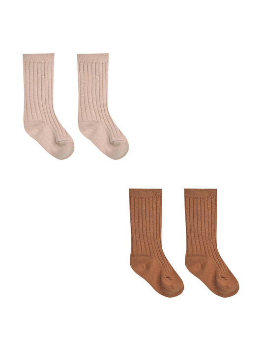 Socks Set of 2, Clay + Blush