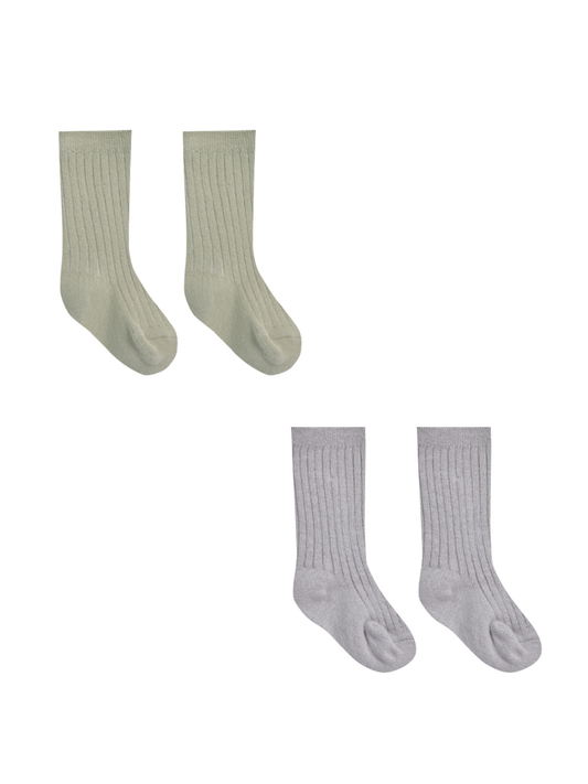 Socks Set of 2, Sage + Periwinkle