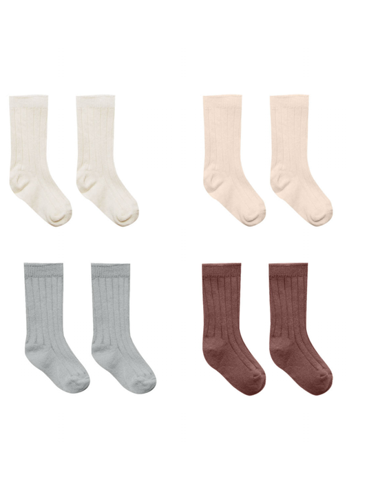 Socks Set of 4, Ivory, Shell, Dusty Blue, Plum