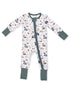 2-Way Zip Romper, Southern Woodland Animals Green