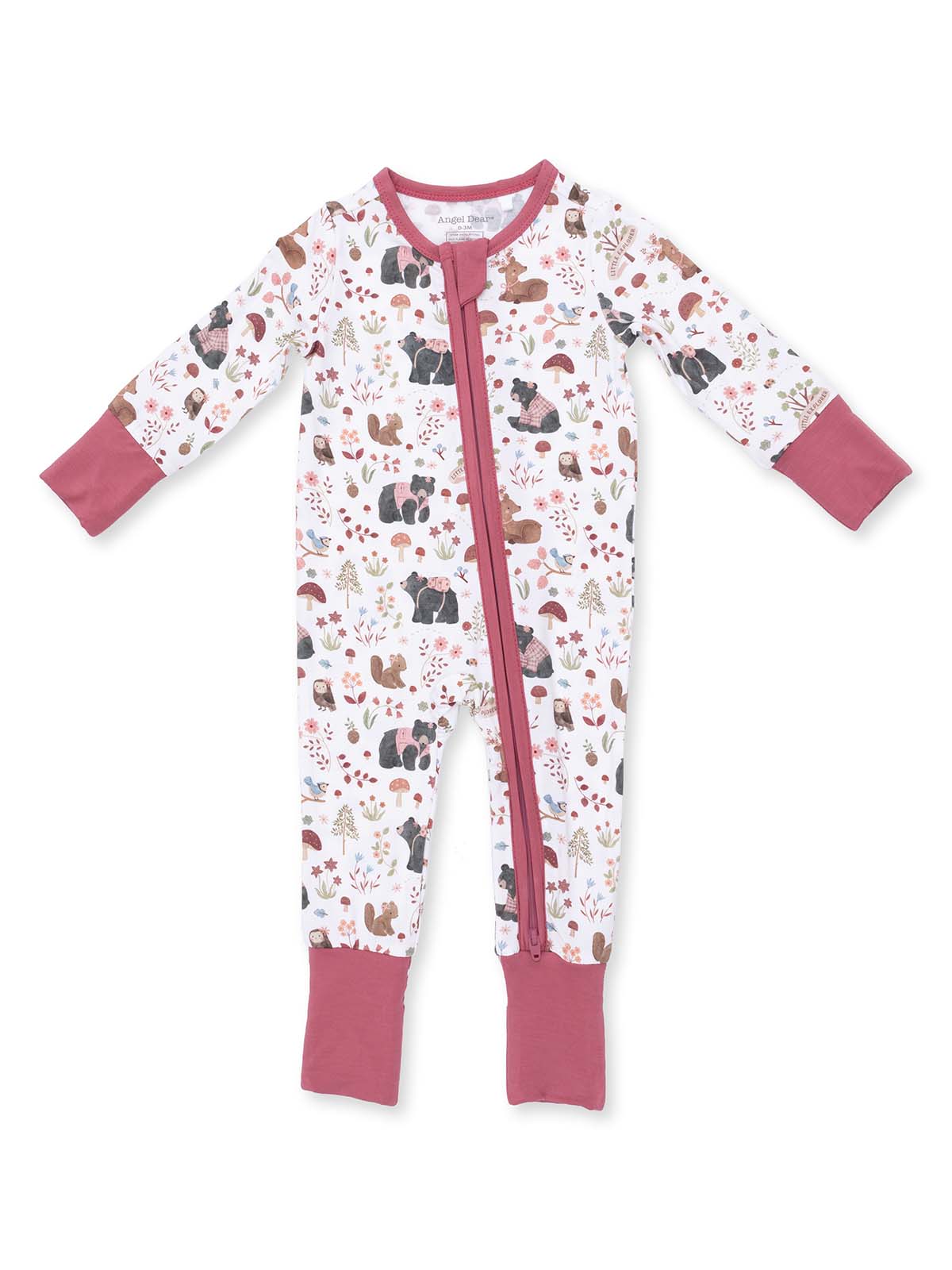 2-Way Zip Romper, Southern Woodland Animals Pink