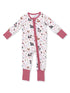 2-Way Zip Romper, Southern Woodland Animals Pink