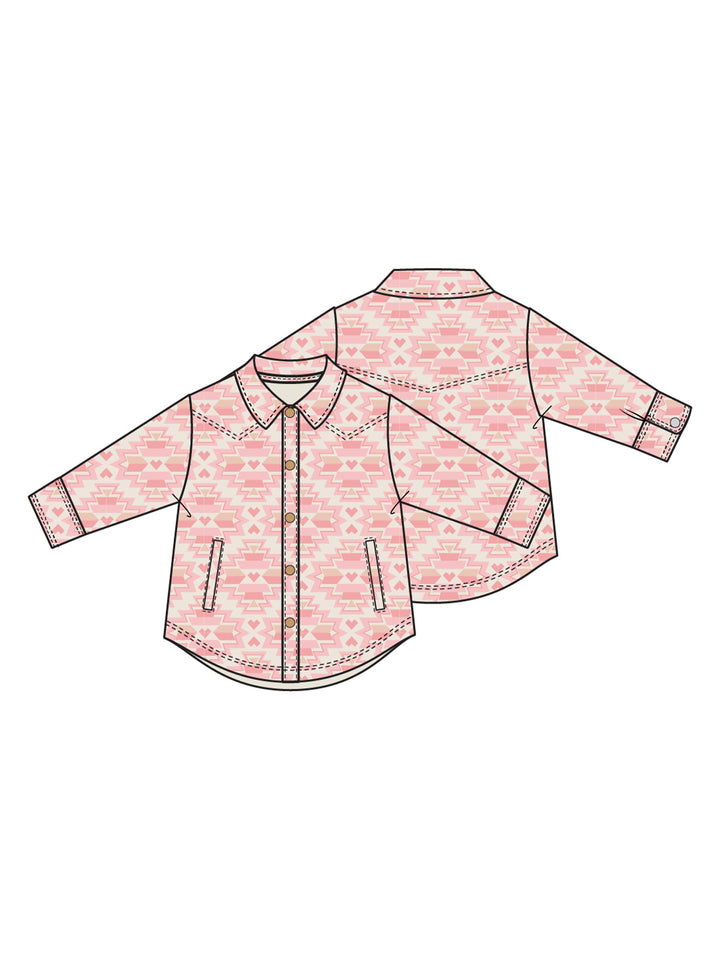Fleece Shacket, Southwest Pink