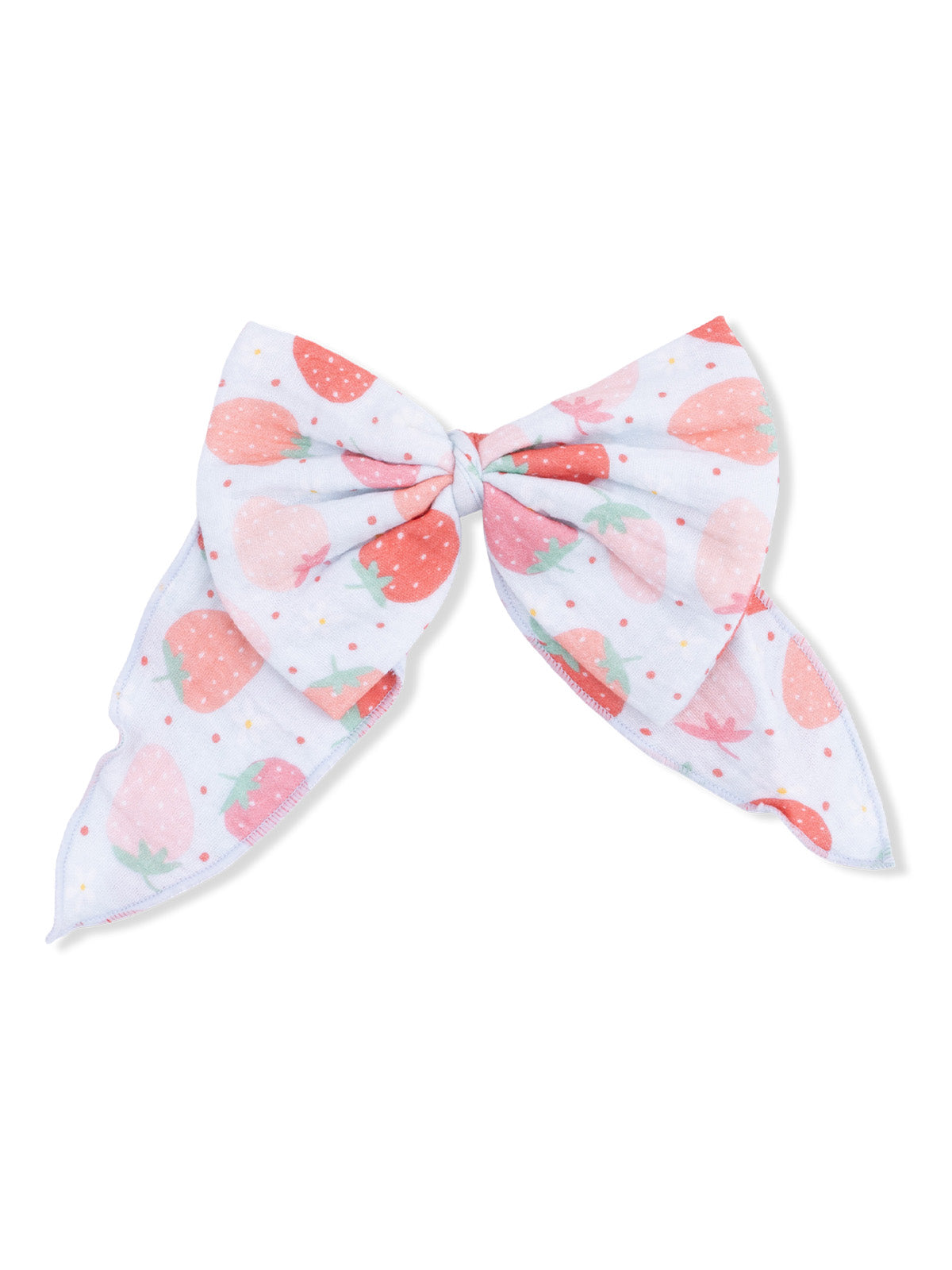 Strawberry patterned hair bow with a large, decorative design on a light background.