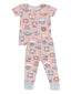 Short Sleeve Loungewear Set, National Park Patches Pink