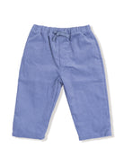 Light blue corduroy pants with a drawstring waist and relaxed fit. Suitable for casual wear.