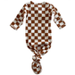 Stracciatella Checkerboard / Organic Kimono Knot Gown