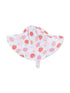 Lightweight children's sun hat with a strawberry print and wide brim for sun protection.