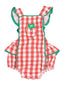 Ric-Rac Ruffle Sunsuit, Strawberry Gingham