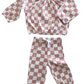 Strawberry Shortcake Checkerboard / Organic Mode Top + Pant Set