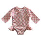 Strawberry Shortcake Checkerboard / Skipper Rashguard Swimsuit / UPF 50+