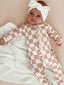 Strawberry Shortcake Checkerboard / Organic Frill Zip Footie