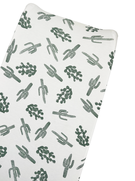 Stretch Changing Pad Cover, Green Cactus