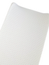 White fabric with small pink polka dots, draped and partially rolled.