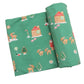 Stretch Swaddle, Green Gingerbread Sleigh