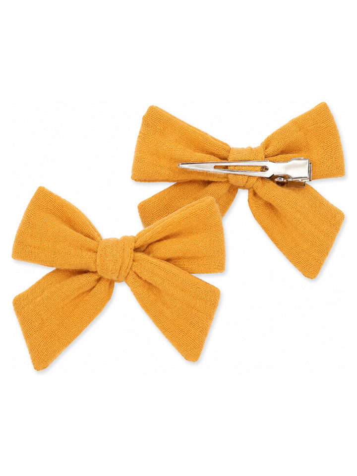 2-Pack Hair Bows w/Clips, Solid Sunflower