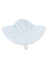 Light blue sun hat with pink cherry patterns and wide brim, designed for sun protection.