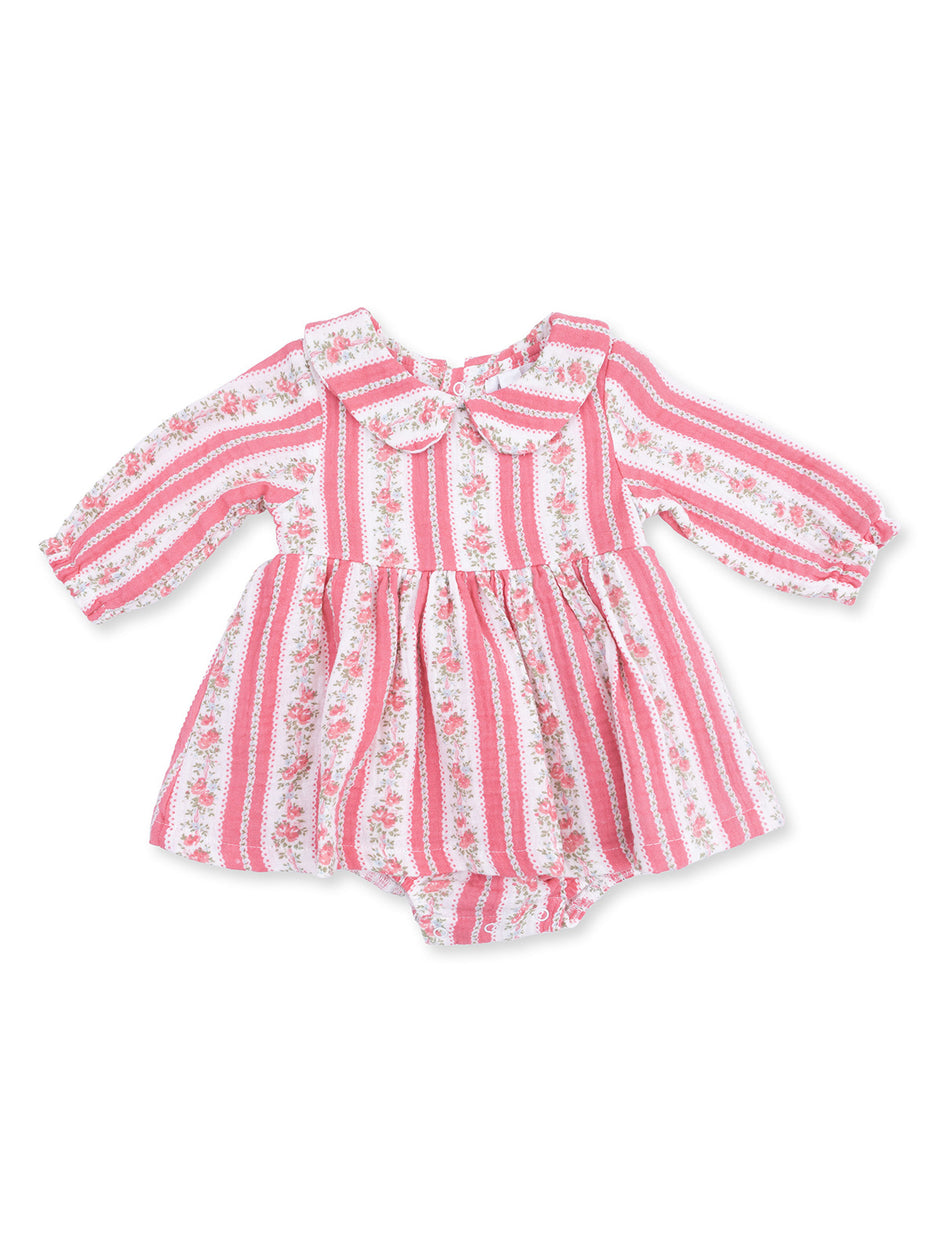 Peter Pan Collar Bubble w/Skirt, Suzie Floral Stripe