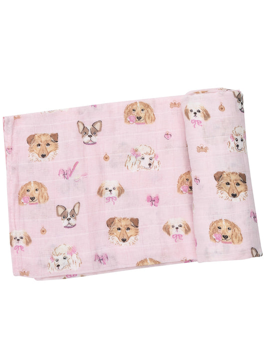 Muslin Swaddle, Pretty Puppy Faces