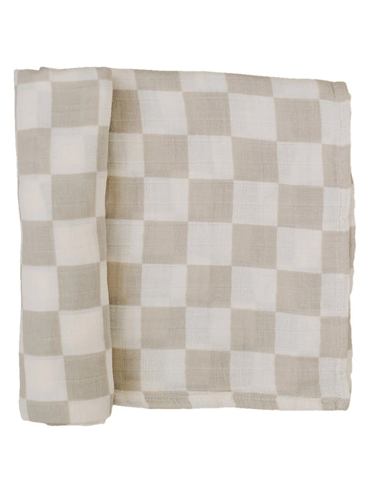 Muslin Swaddle, Taupe Checkered