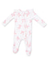 Ribbed Ruffle Sleeve 2-Way Zip Footie, Sweet Bows